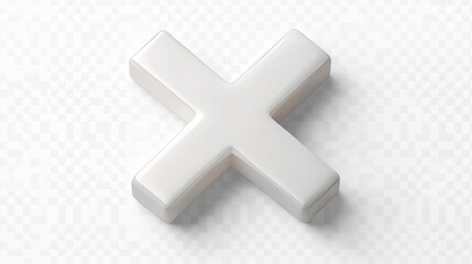 Obraz premium 3D rendered white X cross symbol icon in glossy realistic texture for app design and download as high-quality model and image representation