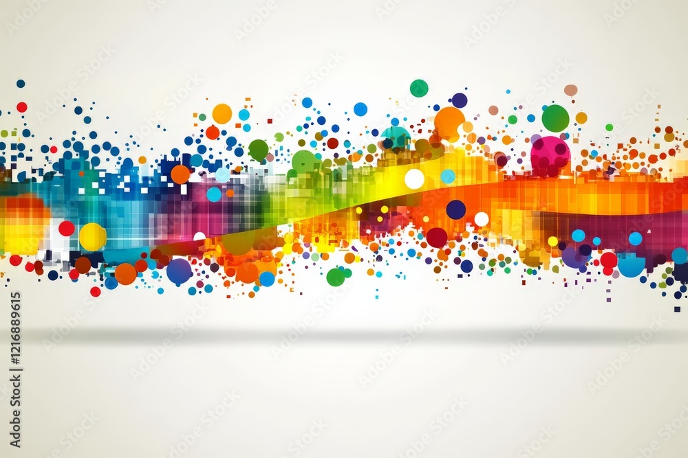 Poster Colorful abstract design showcasing vibrant circles and patterns for a lively visual experience