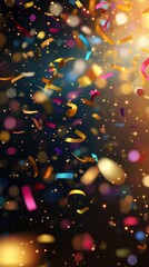 Vibrant confetti celebration with glowing ambient light