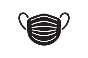 simple and subtle vector silhouette of mask in black and white, set against a white background. 