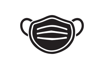 simple and subtle vector silhouette of mask in black and white, set against a white background. 