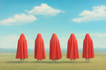 illustration of handmaids lined up