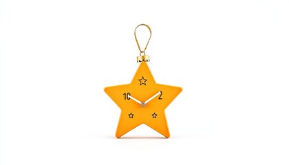 Bright yellow star-shaped clock with minimalist design, set against a clean white background, ideal for decor