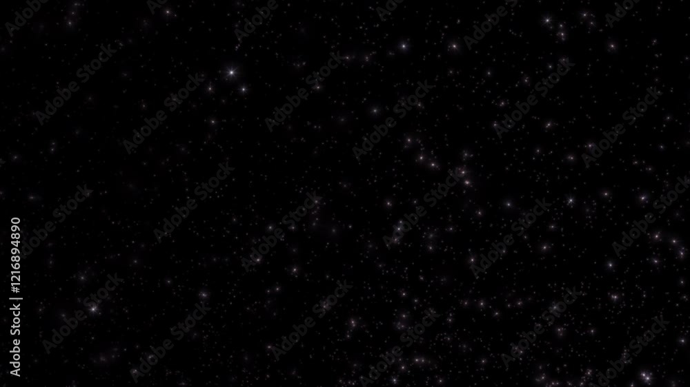 Poster animation loop glow white star bokah bubble particles flow up on black abstract background