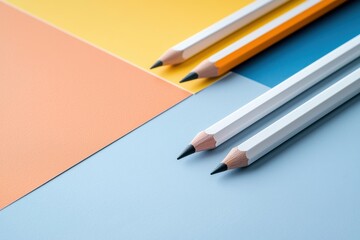 Colorful Graphite Pencils on Vibrant Geometric Backgrounds
