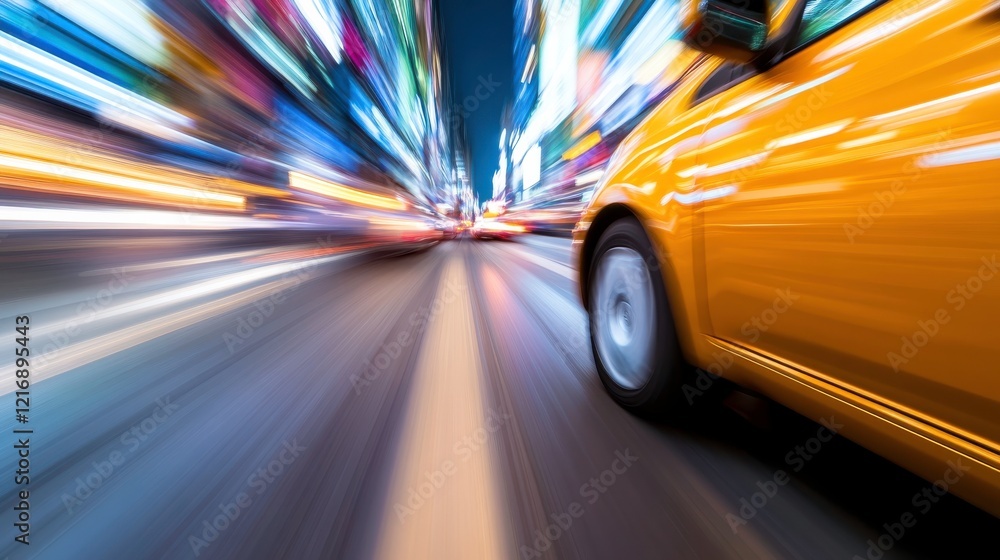 Poster dynamic car in motion with blurred background