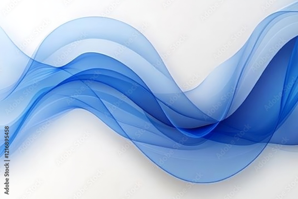 Poster fluid movements of soft blue waves create an ethereal atmosphere in a serene space