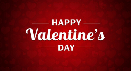 A Valentine's Day greeting card design with a bold red background and layered paper hearts