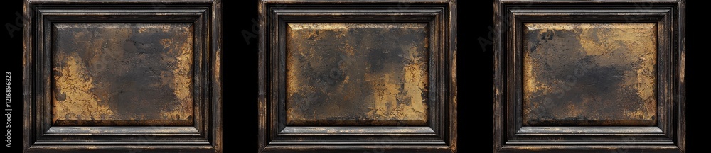 Poster a selection of isolated old wooden frames with canvas on a white backdrop. represents an artistic de