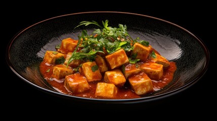 Fototapeta premium Spicy Tofu Delight: A Culinary Masterpiece