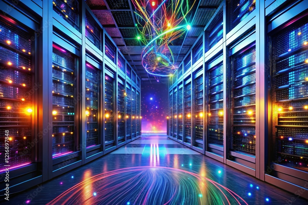 Aufkleber data center server room: infinite loop concept - stock photo