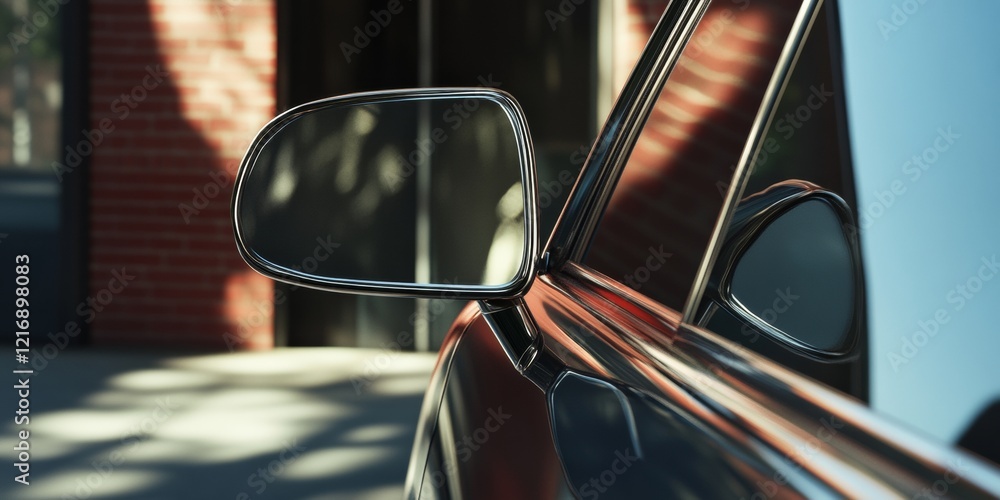 Poster 3d render of a side mirror with clean lines and intricate detail