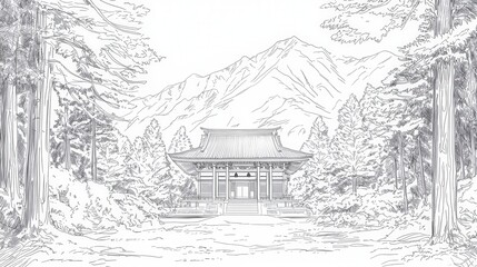 Tranquil Mountain Temple Surrounded by Forest and Nature Views