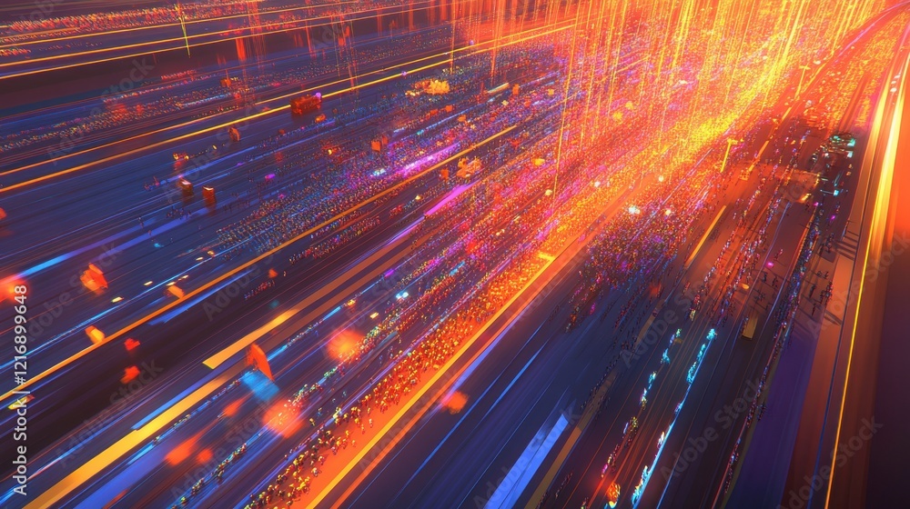 Aufkleber dynamic view of a crowded vibrant track