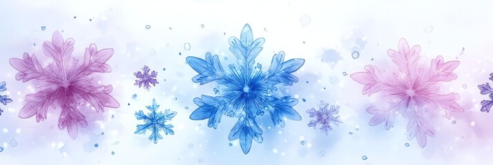 Colorful Snowflake Design on a Frosty Winter Background