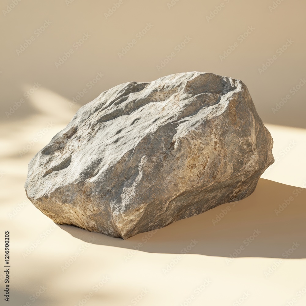 Poster realistic 3d model of isolated rock with sharp edges