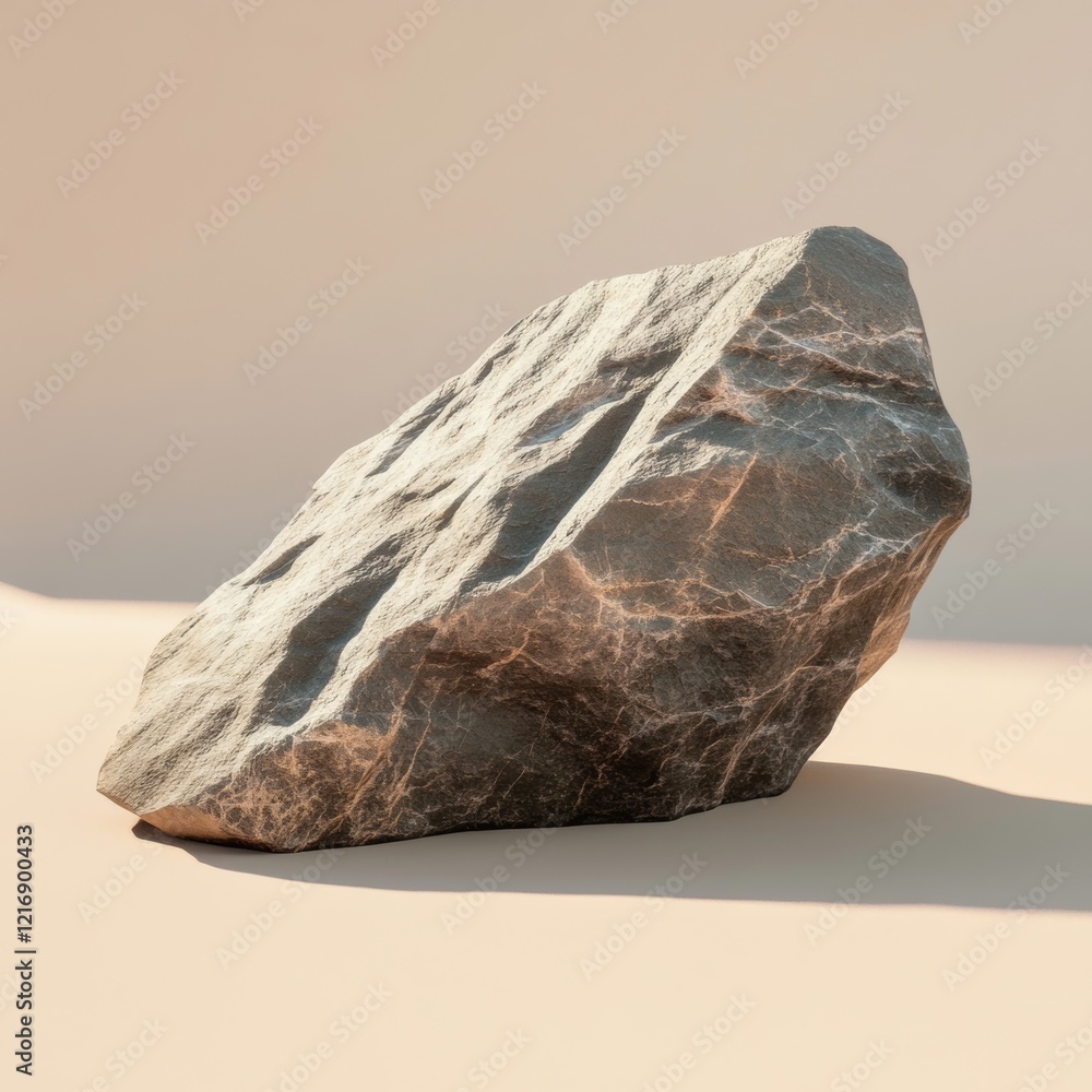 Poster realistic isolated 3d model of sharp rock with textured surface