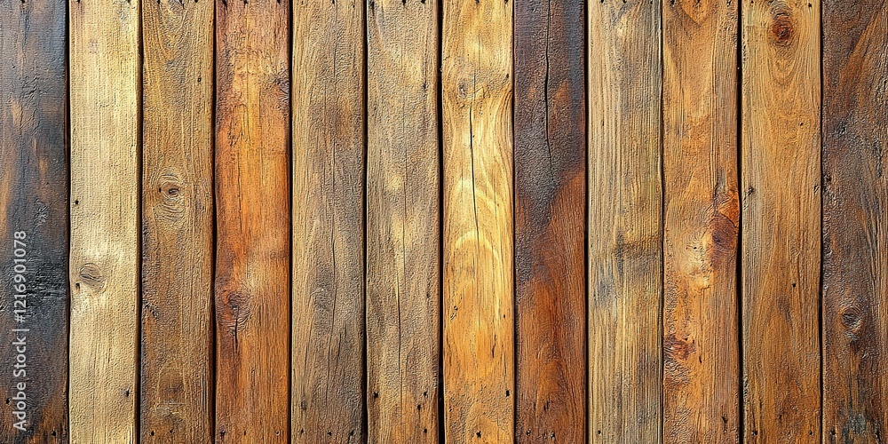 Poster wooden planks arranged in a vertical pattern showcasing various textures and colors in a rustic styl