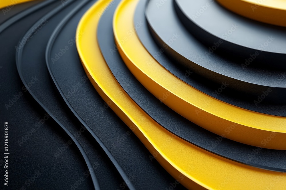 Aufkleber textured layers of black and yellow materials arranged in a wave pattern create an eye-catching desi