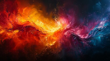 Fototapeta premium Abstract art representing positive energy radiating outwards, symbolizing the impact of a meaningful life, modern style, vibrant