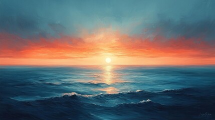 Obraz premium Abstract colour play showing the meeting of sea and sky at the horizon, minimalist seascape