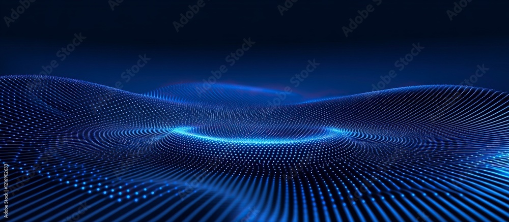 Poster Abstract blue background with dots and lines in technology style vector presentation design concept style for internet network connection data, 