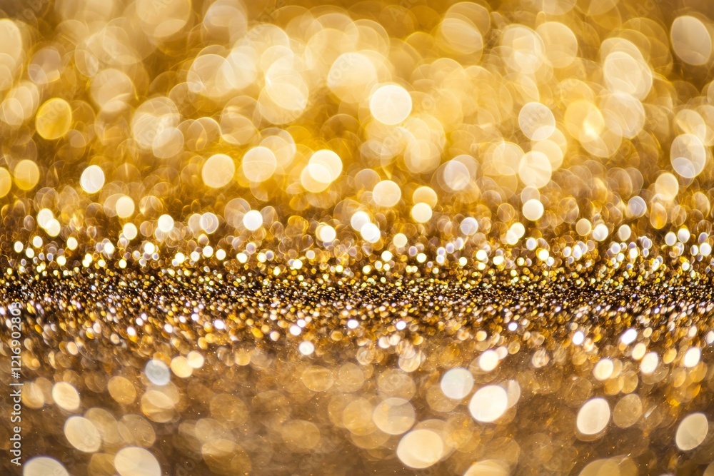 Aufkleber golden glitter bokeh sparkles create a dark abstract overlay background