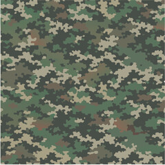 Army woodland green hunting camouflage seamless pattern design. Khaki texture.
