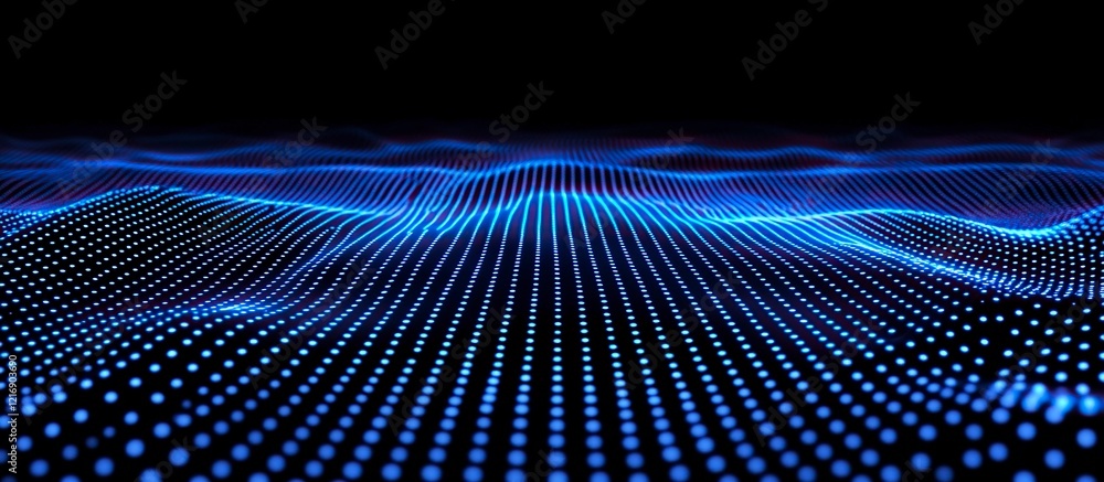 Poster Abstract blue background with dots and lines in technology style vector presentation design concept style for internet network connection data, 
