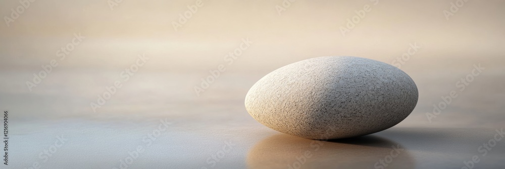 Poster smooth stone with mirror-like surface reflecting light in nature