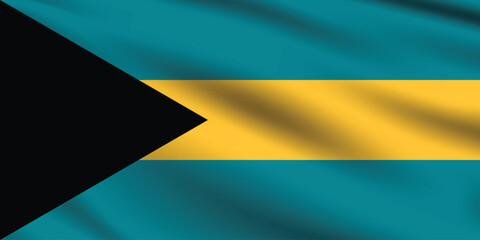 Bahamas flag official colors and proportion digital vector illustration. Pleated flag.
