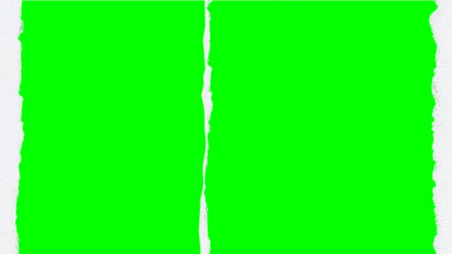 Animated torn paper transition with green screen for custom media insert