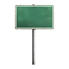 Green street sign isolated on transparent background, cut out