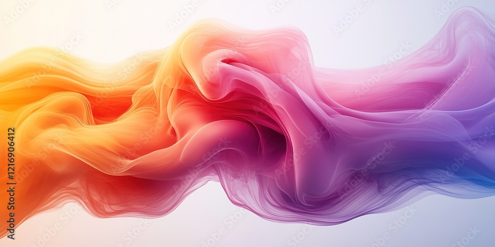 Poster colorful abstract waves creating soft movement with a gradient in warm and cool tones at the time of