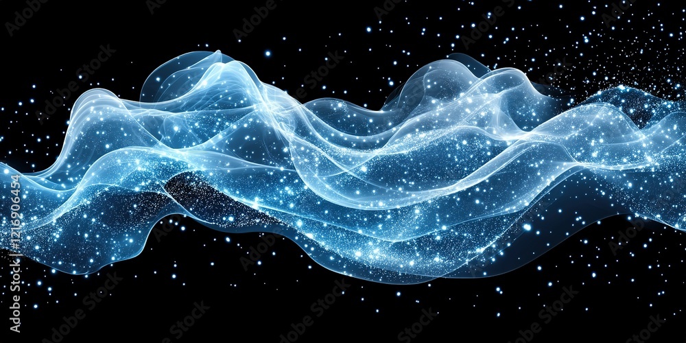 Poster flowing waves of light create a stunning cosmic display in a dark setting capturing the essence of t
