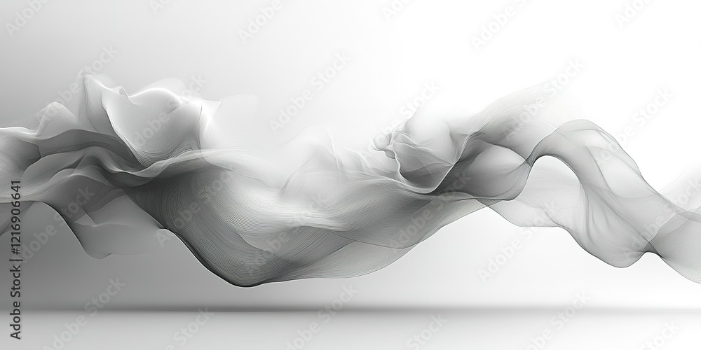 Poster translucent waves of fabric create an elegant display against a minimalist backdrop in a modern sett