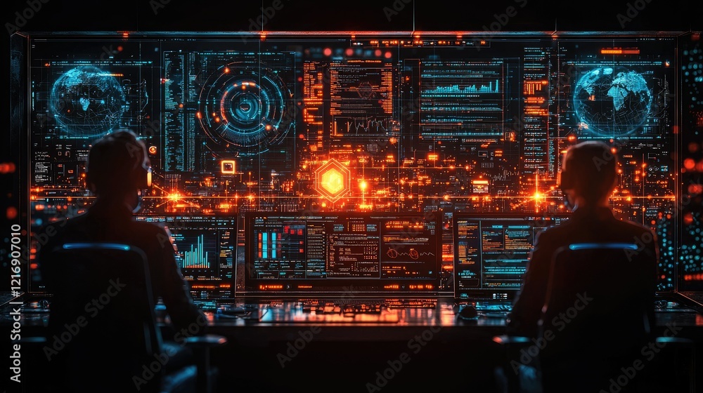 Poster global network monitoring system operators at work