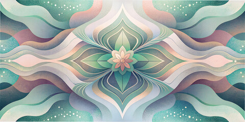 Complex abstraction patterns create a soothing texture with flowing lines and subtle colors reminiscent of nature's elements