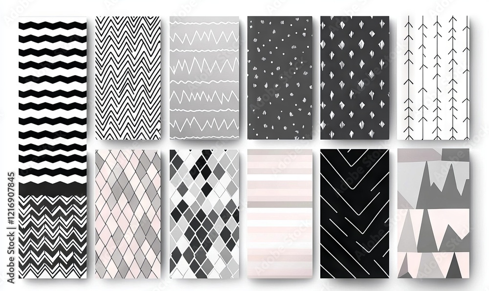 Poster Geometric Seamless Patterns with pattern swatches included for Illustrator users