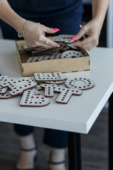 Fototapeta premium female hands with letters