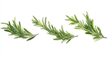 Fototapeta premium Fresh Green Rosemary Herb Illustration on White Background