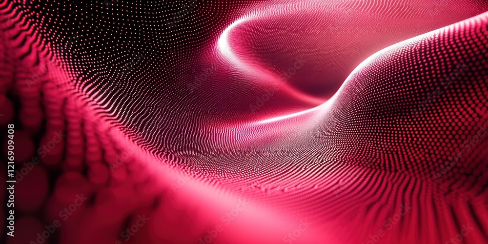 Poster abstract digital art showcasing flowing patterns in vibrant red hues with intricate dot designs