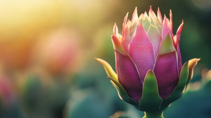 Beautiful Dragon Fruit Flower Blooming in Soft Natural Light