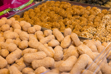 Taiwanese Traditional Fried Sesame Snacks On Display