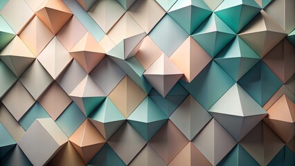 Geometric shapes in muted tones overlapping with soft gradients and shadows