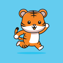 Obraz premium Adorable Baby Tiger Cartoon Character Illustration in Vector