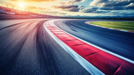 Tight Corner View During Sunset at Race Track