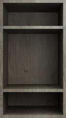 empty wooden box with shelves in vertical format - 3D rendering - front view