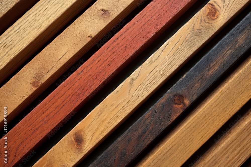 Poster abstract background of wooden planks displaying various natural textures and colors in a diagonal ar