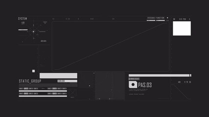 Control panel HUD technological infographic elements with transparent background and video placeholder